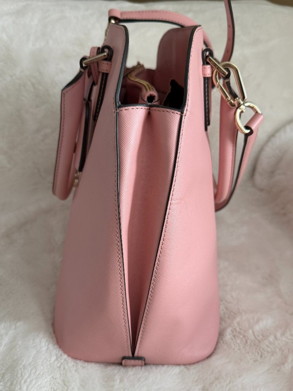 Tory Burch Robinson Open Dome Pink Leather Satchel Bag - Picture 5 of 16